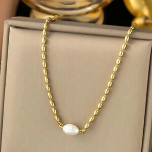 Yellow Gold Women's Luxury Vintage Style Gold Plated Stainless Steel Necklace